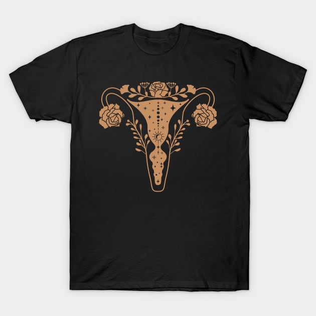 Floral Uterus gold T-Shirt by 397House